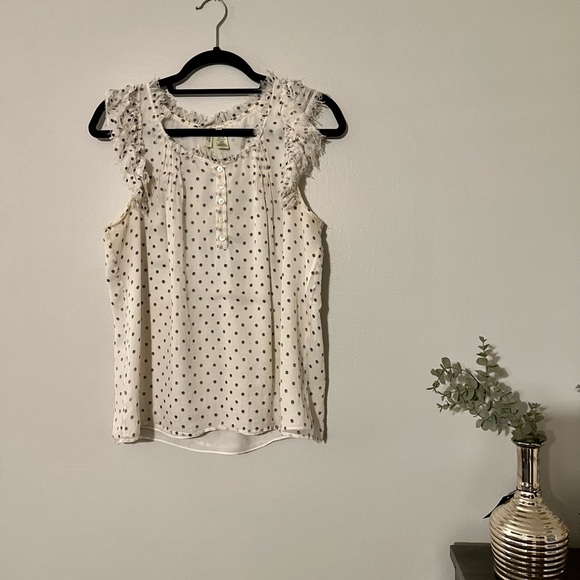 {{ J.Crew Polka Dot Ruffle Blouse }} - Picture 3 of 8